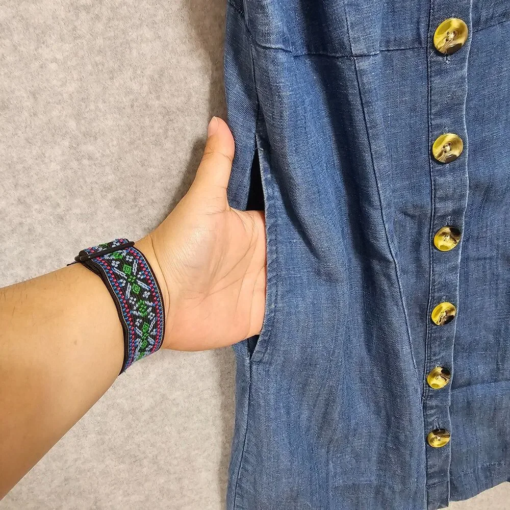 Loft Womens NEW Sleeveless Denim Chambray Dress Size 0 Full Button Summer Spring - Picture 4 of 10